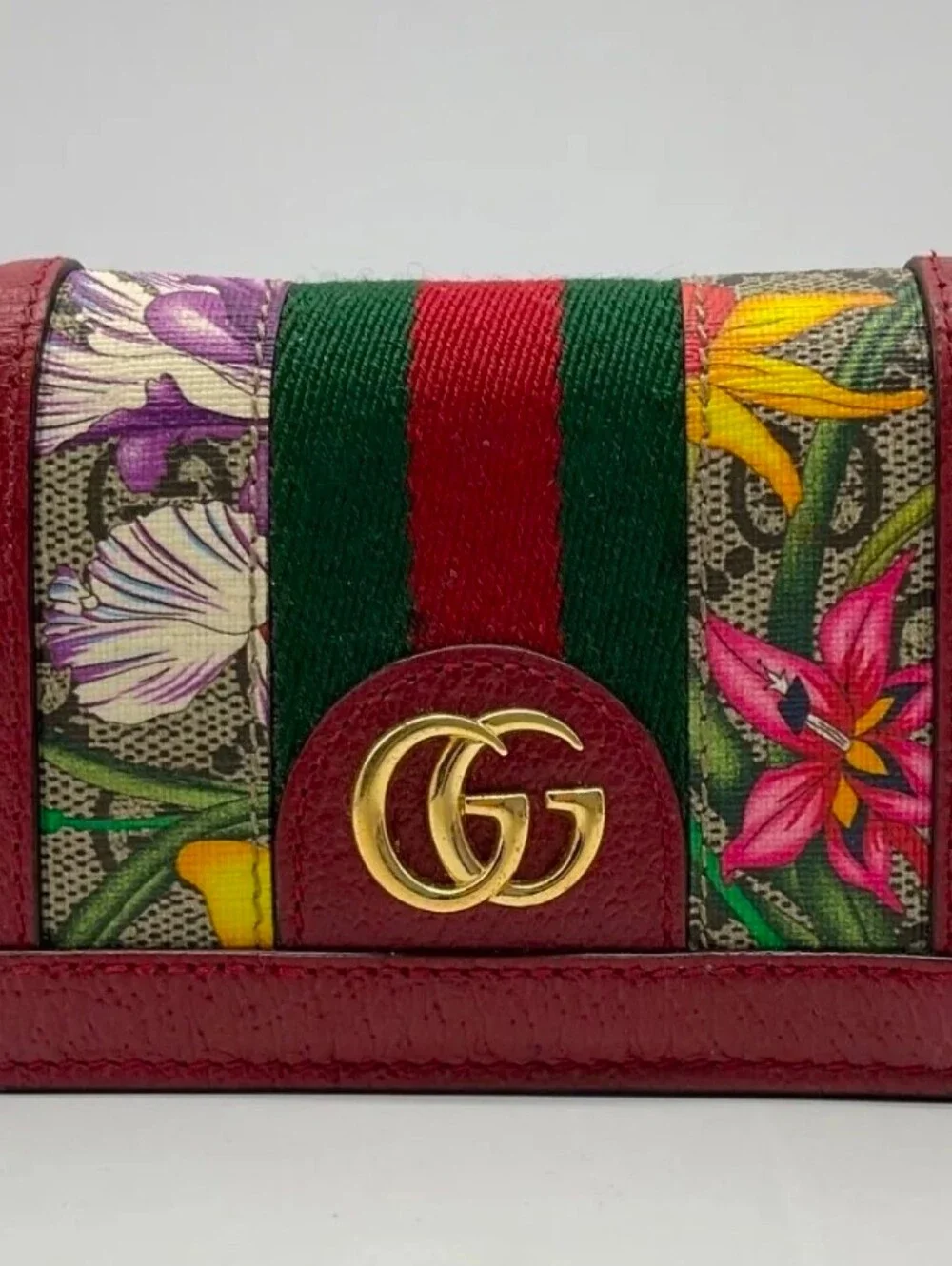 Gucci GG Suoreme Monogram Flora Web Ophidia Card Case Wallet - Picture 2 of 6